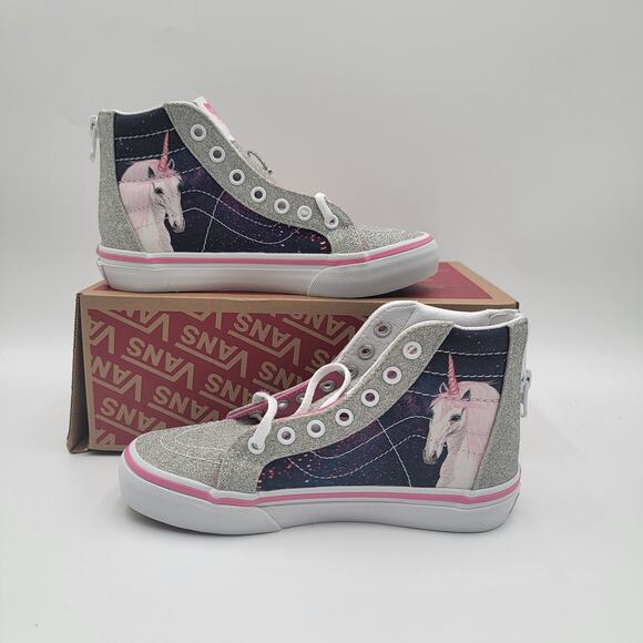 VANS Sk8-Hi Zip Kids Size 13.5 Digi Unicorn VN0A4BUXUY3 New Easy On & Off - Picture 2 of 8